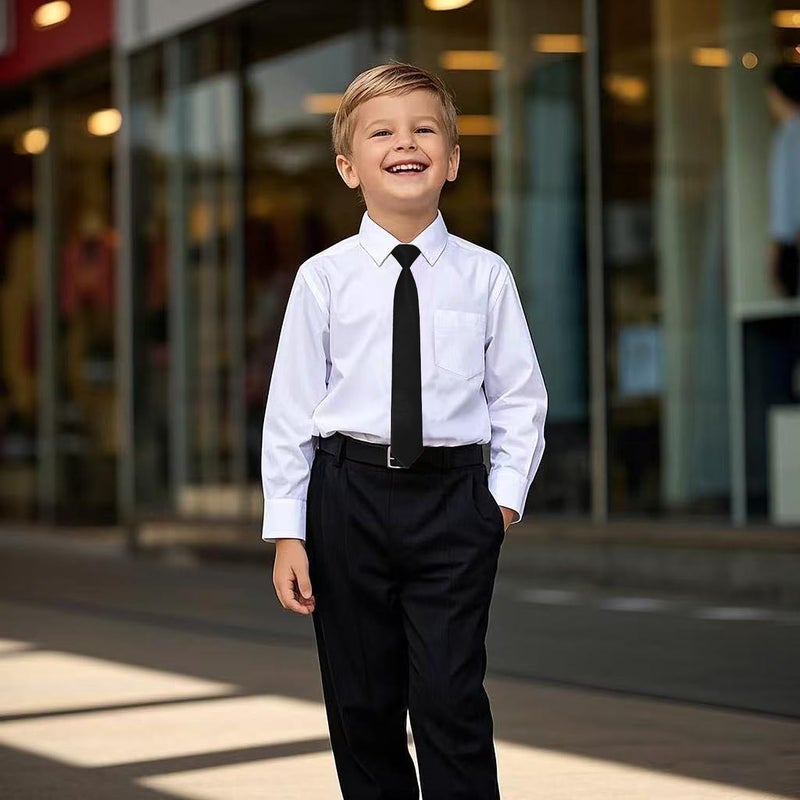 RBOCOTT Solid Color Satin Ties for Boys and Kids Pre-tied Adjustable Necktie for Age 8-12 Wedding and School Graduation - Image 3